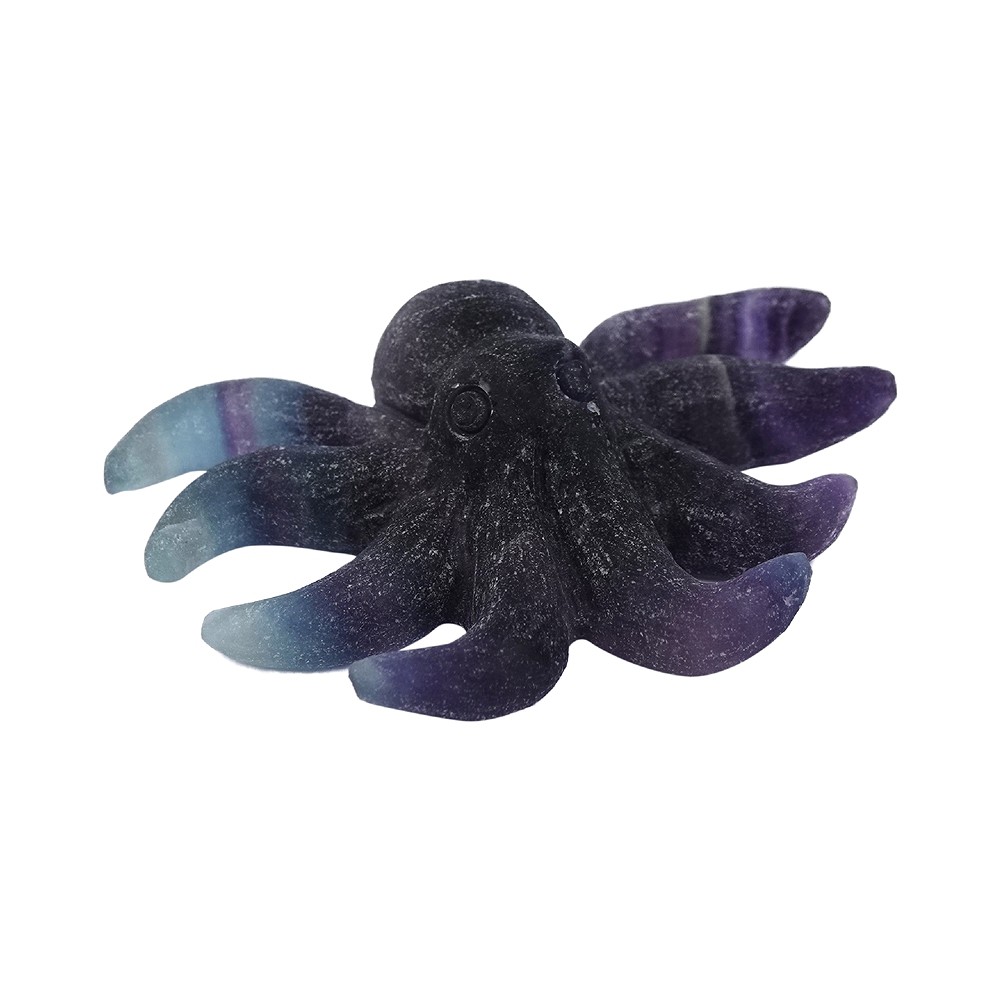 Gravur Oktopus, Fluorit, 07cm | Großhändler Edelsteine, Heilsteine & Schmuck