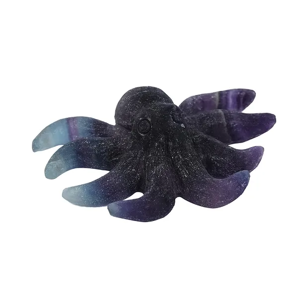 Gravur Oktopus, Fluorit, 07cm | Großhändler Edelsteine, Heilsteine & Schmuck