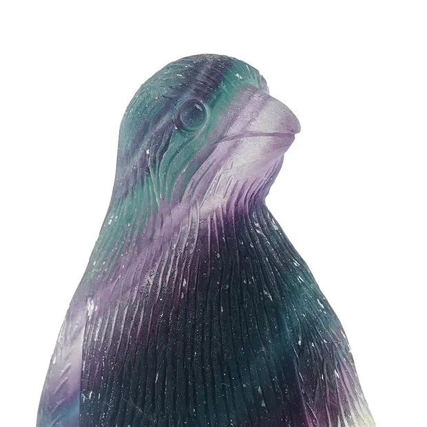 Engraved bird (penguin), fluorite, 8.5 cm, matt | gems, healing stones & jewelry
