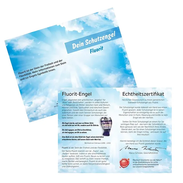Guardian Angel Fluorite, 5.0cm (small), with info card in pouch | Marco Schreier