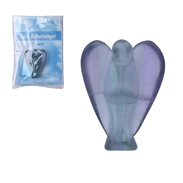 Angelo custode in fluorite, 5,0 cm (piccolo), con scheda informativa in astuccio | Marco Schreier