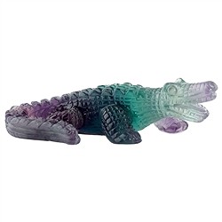 1007200764 Engraving crocodile, fluorite, 11cm | wholesaler gems, healing stones & jewelry