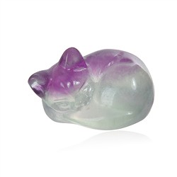 1007203732 Engraving cat, fluorite, 4.0 x 3.0 cm | wholesale gems, healing stones & jewelry