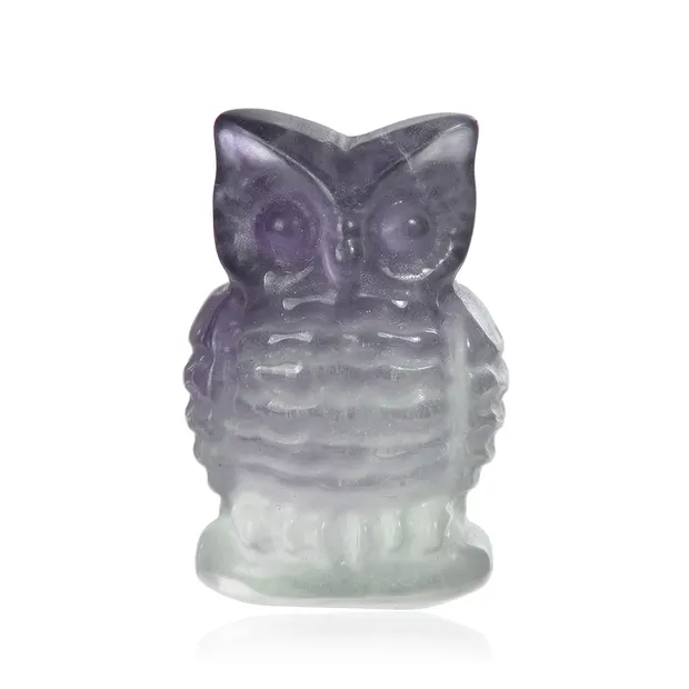 Gravure oiseau (hibou), Fluorite, 4,0cm | Marco Schreier