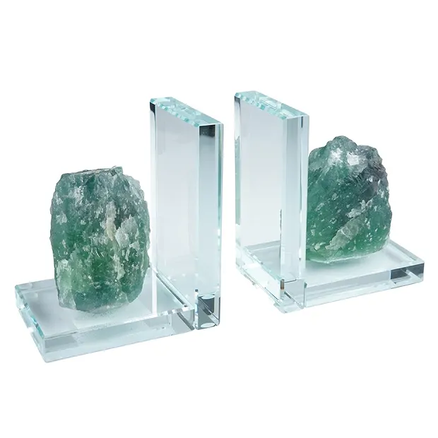 Fermalibri in fluorite (grezza), 14 x 12 cm | grossista gemme e pietre curative