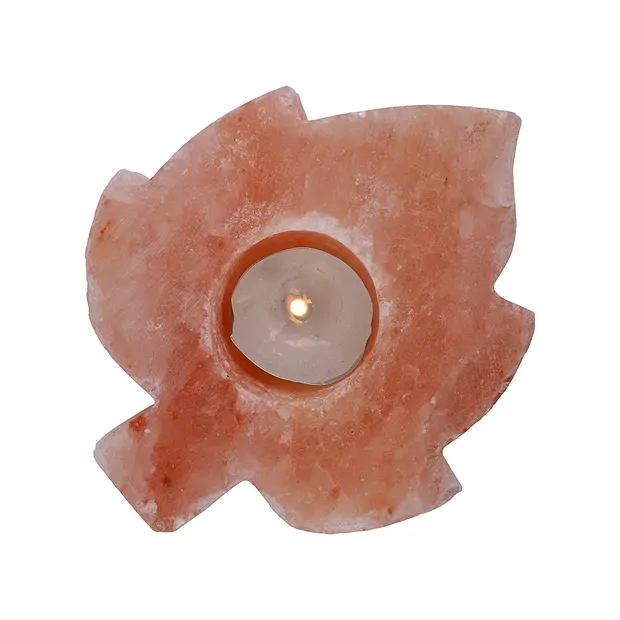 Salzteelicht „Blatt“, 1,0kg | Mineralien-Handel Edelsteine, Heilsteine & Schmuck