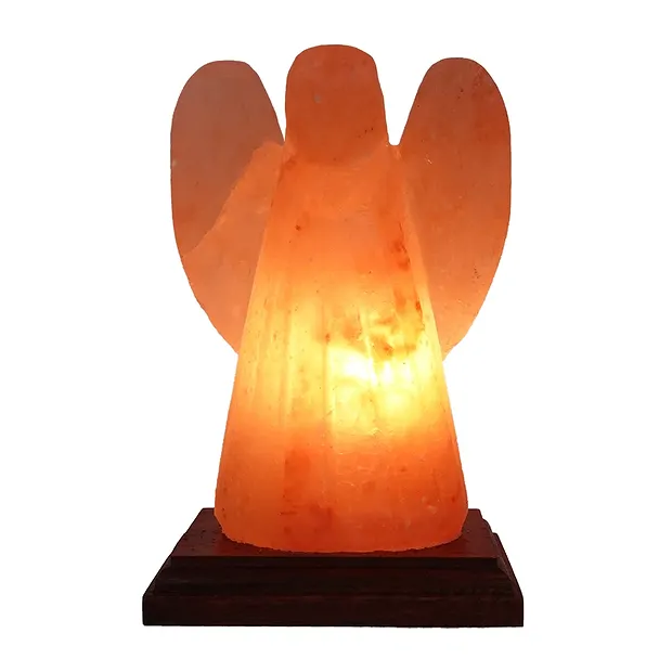 Lámpara de sal "Angel" con base de madera, 20cm / 2-3kg | Marco Schreier