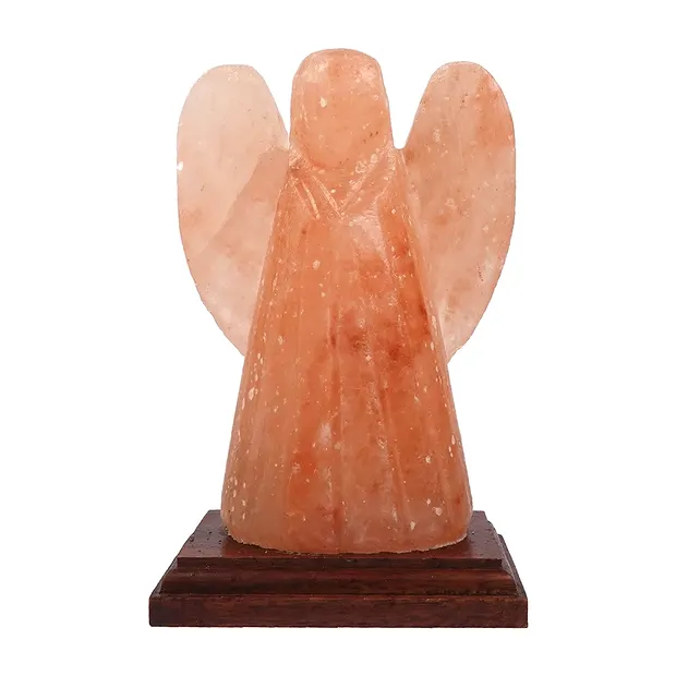 Lámpara de sal "Angel" con base de madera, 20cm / 2-3kg | Marco Schreier