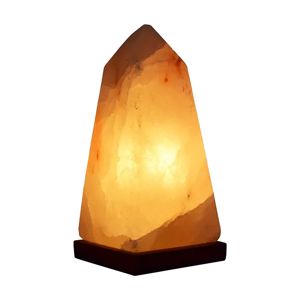Lampe de sel "Obélisque" avec socle en bois, 22cm / 2,1kg | Marco Schreier