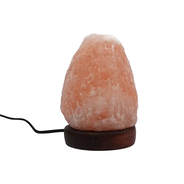 Salzlampe "Felsen" mit Holzsockel, 11cm / 0,57kg, USB-Stecker, farbwechselnd | Marco Schreier
