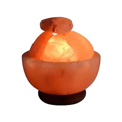 1008405130 Salt lamp "Fire bowl hearts" with wooden base 14cm/ 3,1kg  | Marco Schreier