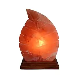 1008405132 Salt lamp "leaf" with wooden base 22cm/3.7kg | wholesaler gems & healing stones