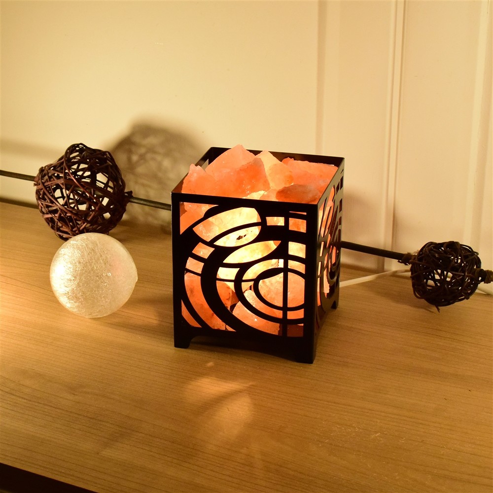 Salzlampe Metallkorb "Kreise" 15cm/2,6kg | GH Edelsteine, Heilsteine & Schmuck