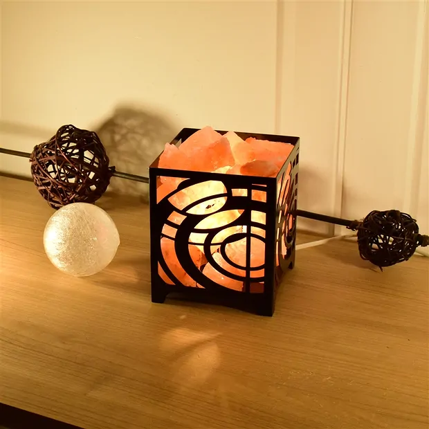 Salzlampe Metallkorb "Kreise" 15cm | Großhandel Edelsteine, Heilsteine & Schmuck