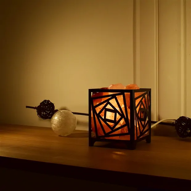 Salzlampe Metallkorb "Quadrate" 15cm/2,6kg | GH Edelsteine, Heilsteine & Schmuck