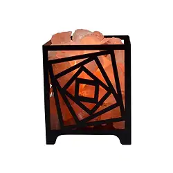 1008405136 Lampe de sel Panier métallique "Carrés" 15cm/2,6kg | Marco Schreier