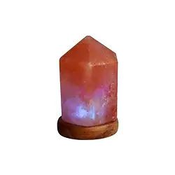 1008405182 Salzlampe "Kristall" mit Holzsockel, 12cm / 0,7kg, USB-Stecker, farbwechselnd | Marco Schreier
