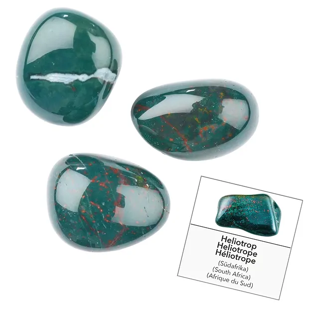 Refill pack Tumbled Stones and stickers Heliotrope (Bloodstone) (24 pcs./ PU) | Marco Schreier