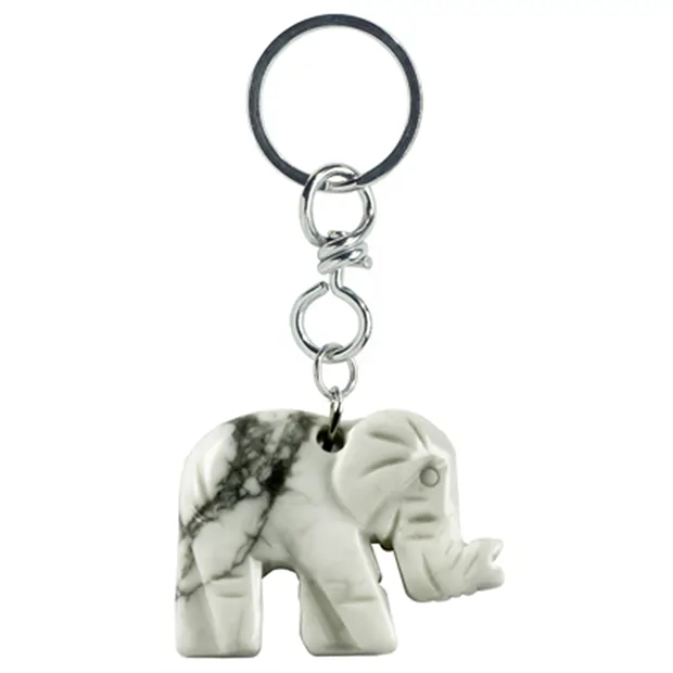 Schlüsselanhänger Elefant Magnesit | Großhandel Edelsteine, Heilsteine & Schmuck