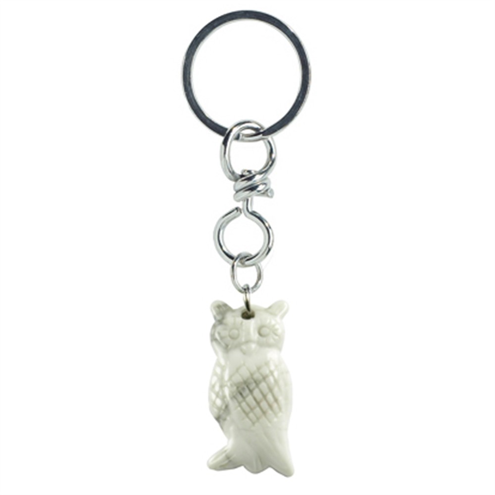 Schlüsselanhänger Eule Magnesit | Großhändler Edelsteine, Heilsteine & Schmuck