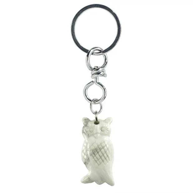 Porte-clés Hibou Magnésite | Pierres précieuses, pierres thérapeutiques & bijoux