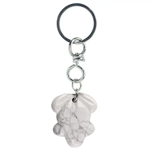 Schlüsselanhänger Frosch Magnesit | Großhändler Edelsteine, Heilsteine & Schmuck