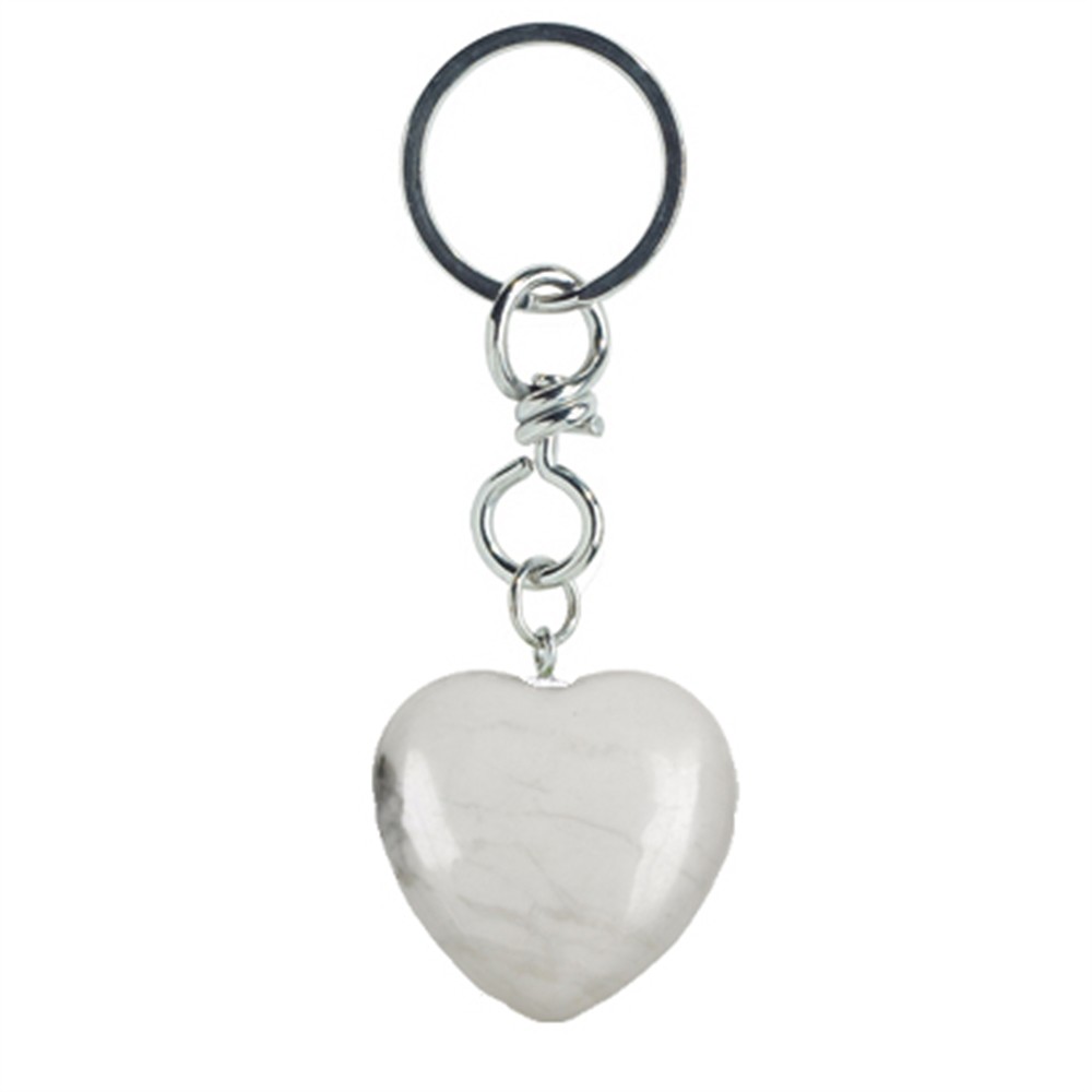 Porte-clés coeur Magnésite | Pierres précieuses, pierres thérapeutiques & bijoux