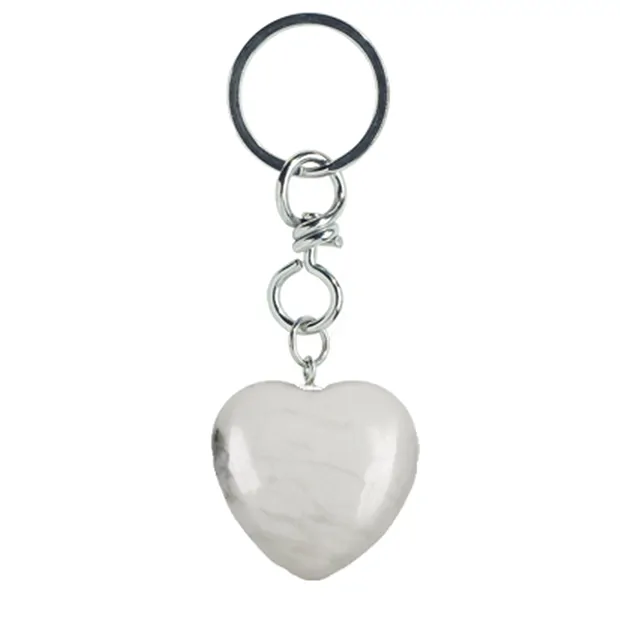 Porte-clés coeur Magnésite | Pierres précieuses, pierres thérapeutiques & bijoux