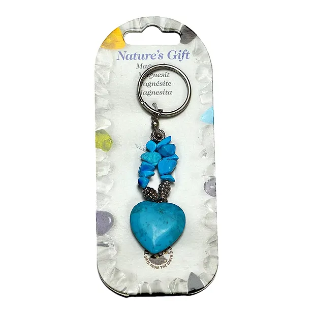 Key Chain, heart, turquenite (dyed), approx. 09cm, for floor stand | Marco Schreier