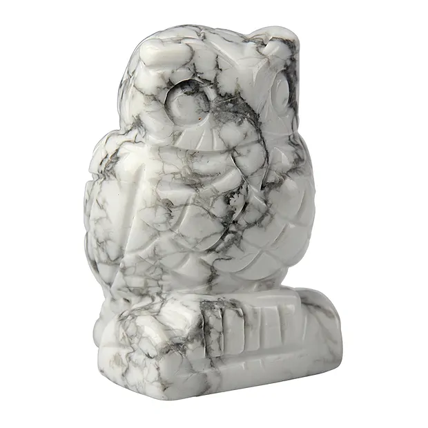 Engraved bird (owl), Magnesite, 6.5cm | wholesale gems, healing stones & jewelry