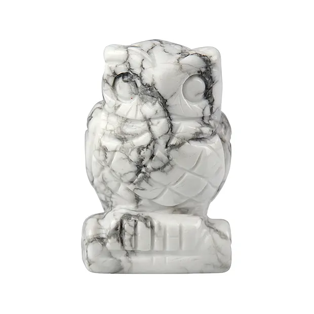 Engraved bird (owl), Magnesite, 6.5cm | wholesale gems, healing stones & jewelry