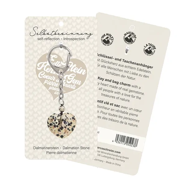 Porte-clés cœur Jaspe dalmatien avec boules | Marco Schreier
