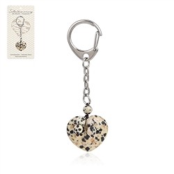 1009200663 Key Chain Heart Dalmatian Stone with Balls | wholesaler gems & healing stones