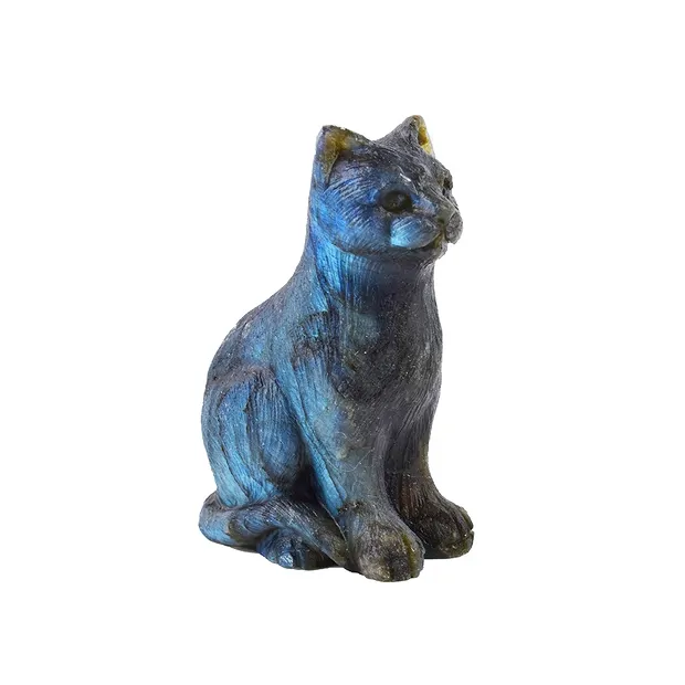 Gravur Katze, Labradorit, 6,5cm | Großhändler Edelsteine, Heilsteine & Schmuck
