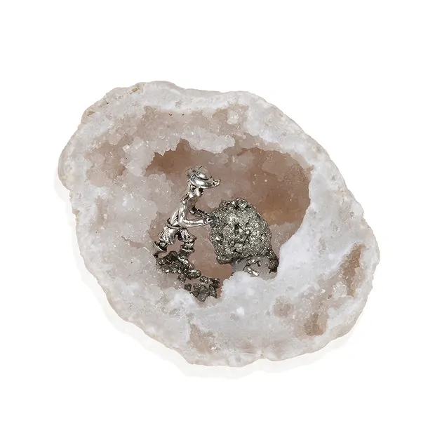 Mineur en geoda de cuarzo, 6 - 7cm | Marco Schreier