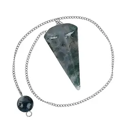 1011403003 Ágata musgo péndulo "Liberación | piedras preciosas, piedras curativas y joyería