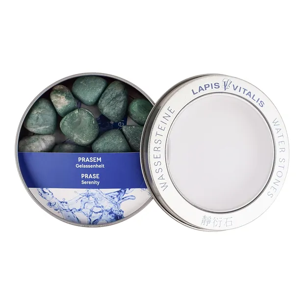 Wassersteine Prasem in Metall-Geschenkdose | GH Edelsteine, Heilsteine & Schmuck