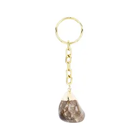 Key Chain Tumbled Stone Smoky Quartz | wholesaler gems, healing stones & jewelry