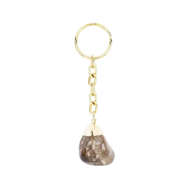 Key Chain Tumbled Stone Smoky Quartz | wholesaler gems, healing stones & jewelry