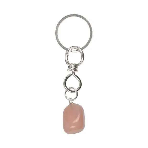 Llavero Piedra rodada Cuarzo rosa, color plata | Marco Schreier