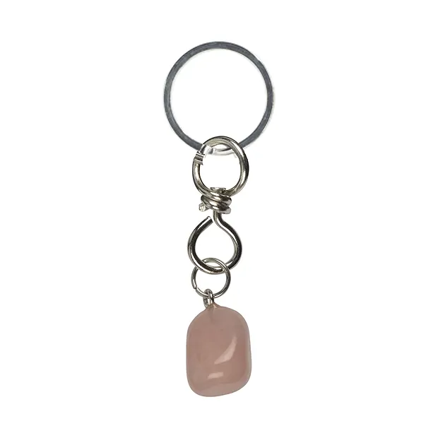 Key Chain Tumbled Stone Rose Quartz | wholesaler gems, healing stones & jewelry