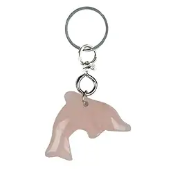 1013300621 Portachiavi ciondolo delfino Quarzo rosa | grossista gemme e pietre curative