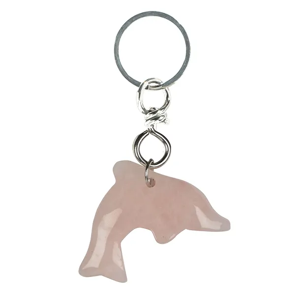 Key Chain Dolphin Rose Quartz | minerals trade - gems, healing stones & jewelry