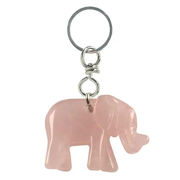 Schlüsselanhänger Elefant Rosenquarz | Schreier Edelsteine, Heilsteine & Schmuck