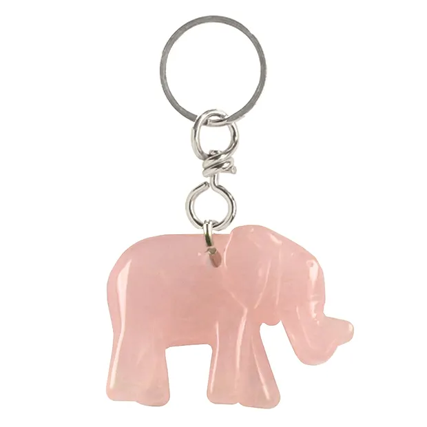 Key Chain Elephant Rose Quartz | minerals trade - gems, healing stones & jewelry