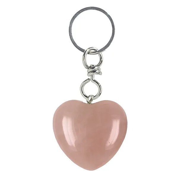 Key Chain Heart Rose Quartz | Schreier wholesale; gems, healing stones & jewelry