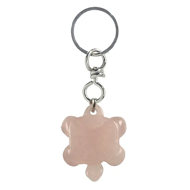 Key Chain Turtle Rose Quartz | wholesale supplier gems, healing stones & jewelry