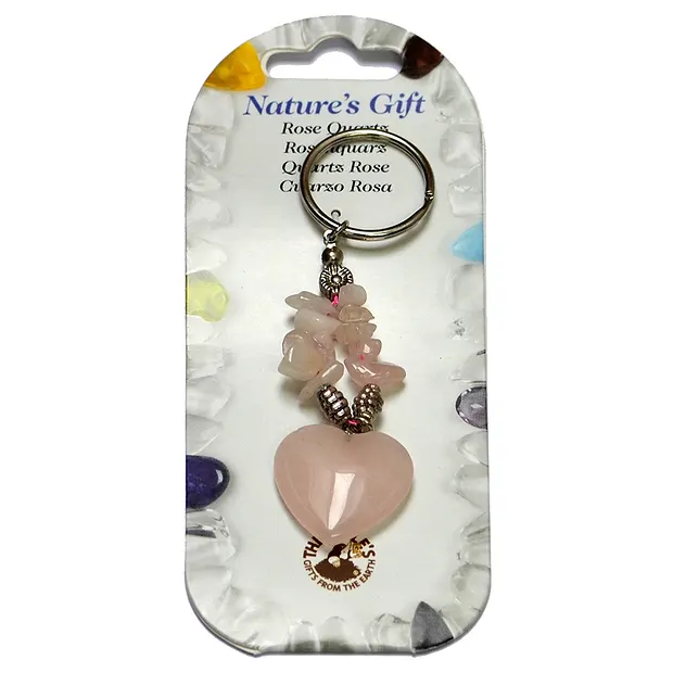 Key Chain, heart, Rose Quartz, approx. 09cm, for floor stand | Marco Schreier
