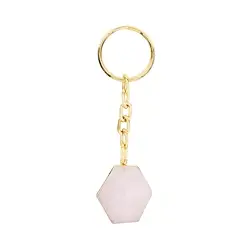 1013300639 Key Chain Rose Quartz Point, galvanic setting | wholesaler gems & healing stones