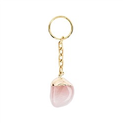 1013300640 Portachiavi in quarzo rosa burattato, incastonatura galvanica | Marco Schreier